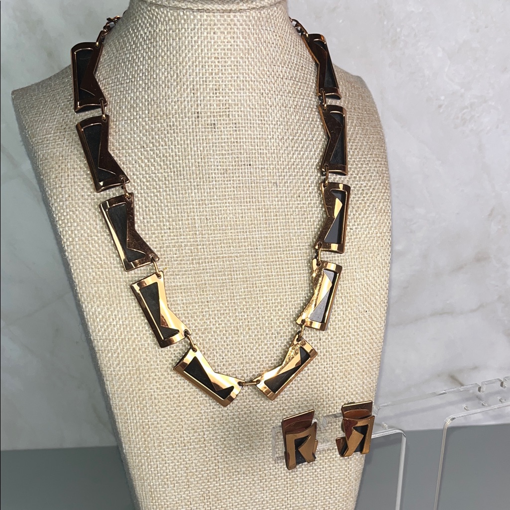 Vintage Renoir Geometric Necklace Earrings 100$